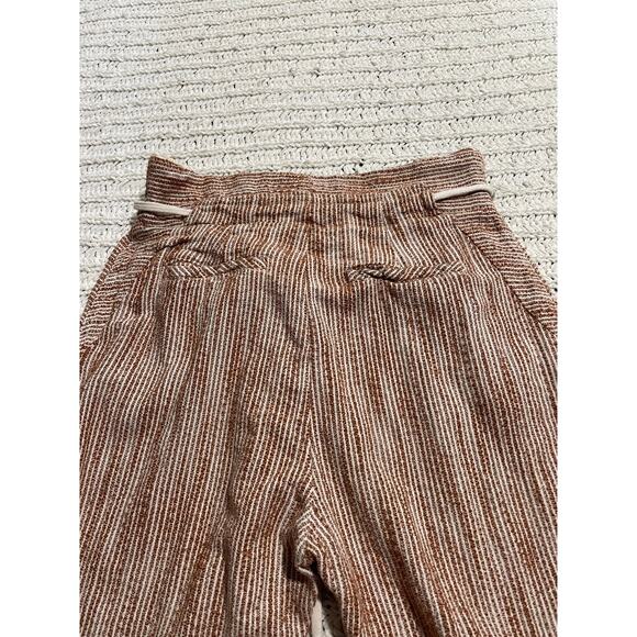 Free People Sunrise Crop Striped Jogger Pants Tie Waist Womens Sz 2 Orange Cream - Picture 10 of 14